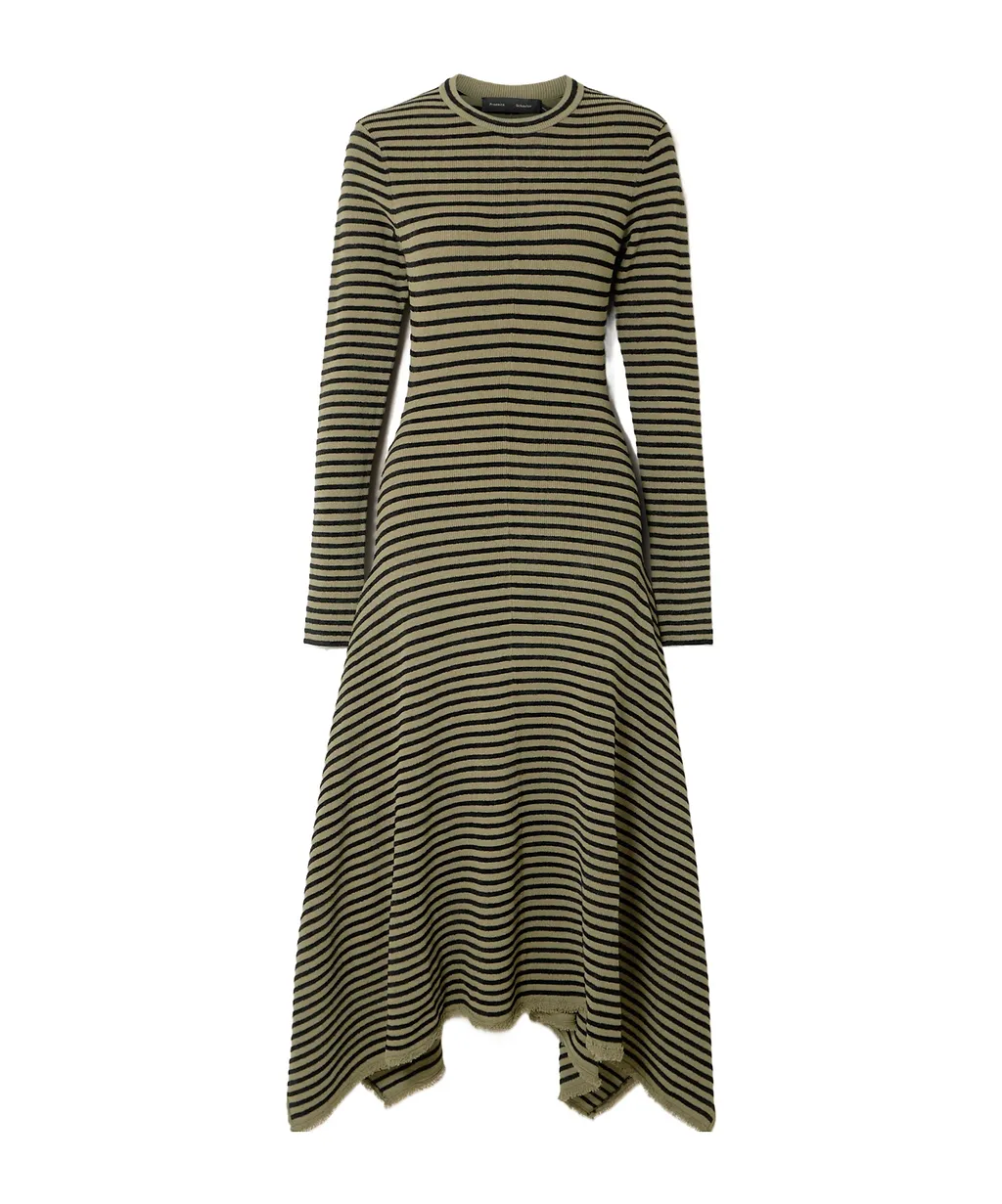 Didi Frayed Striped Knitted Midi Dress