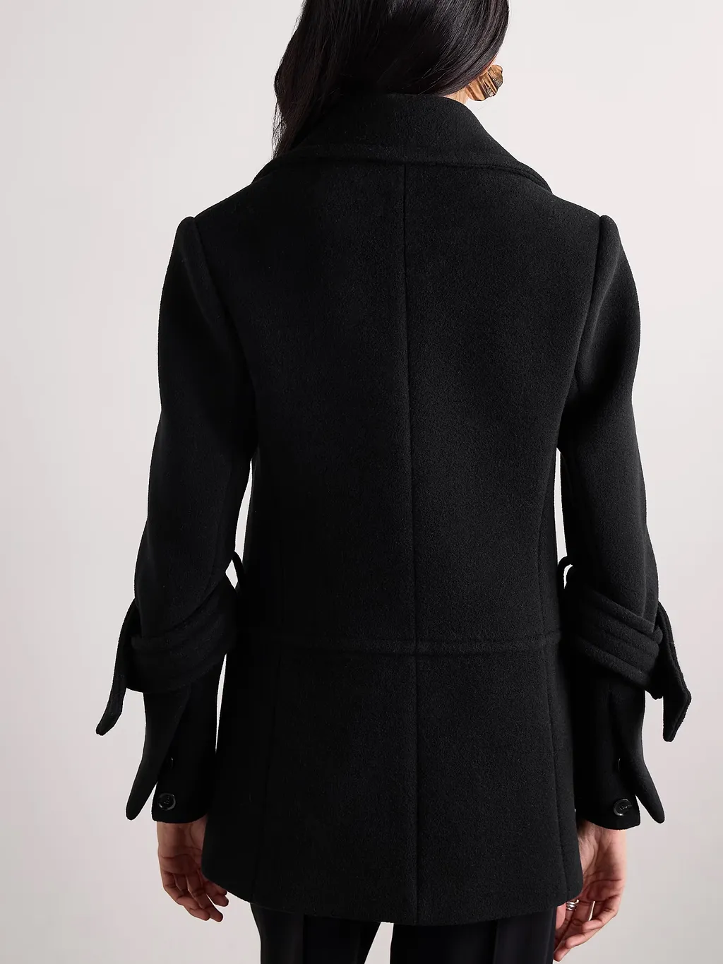 Double-Breasted Wool Blend Coat