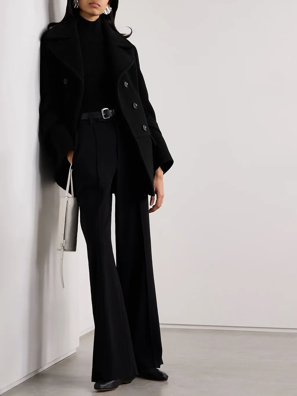 Double-Breasted Wool Blend Coat