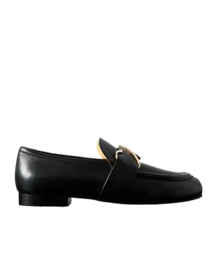 Letter Pattern Leather Loafers