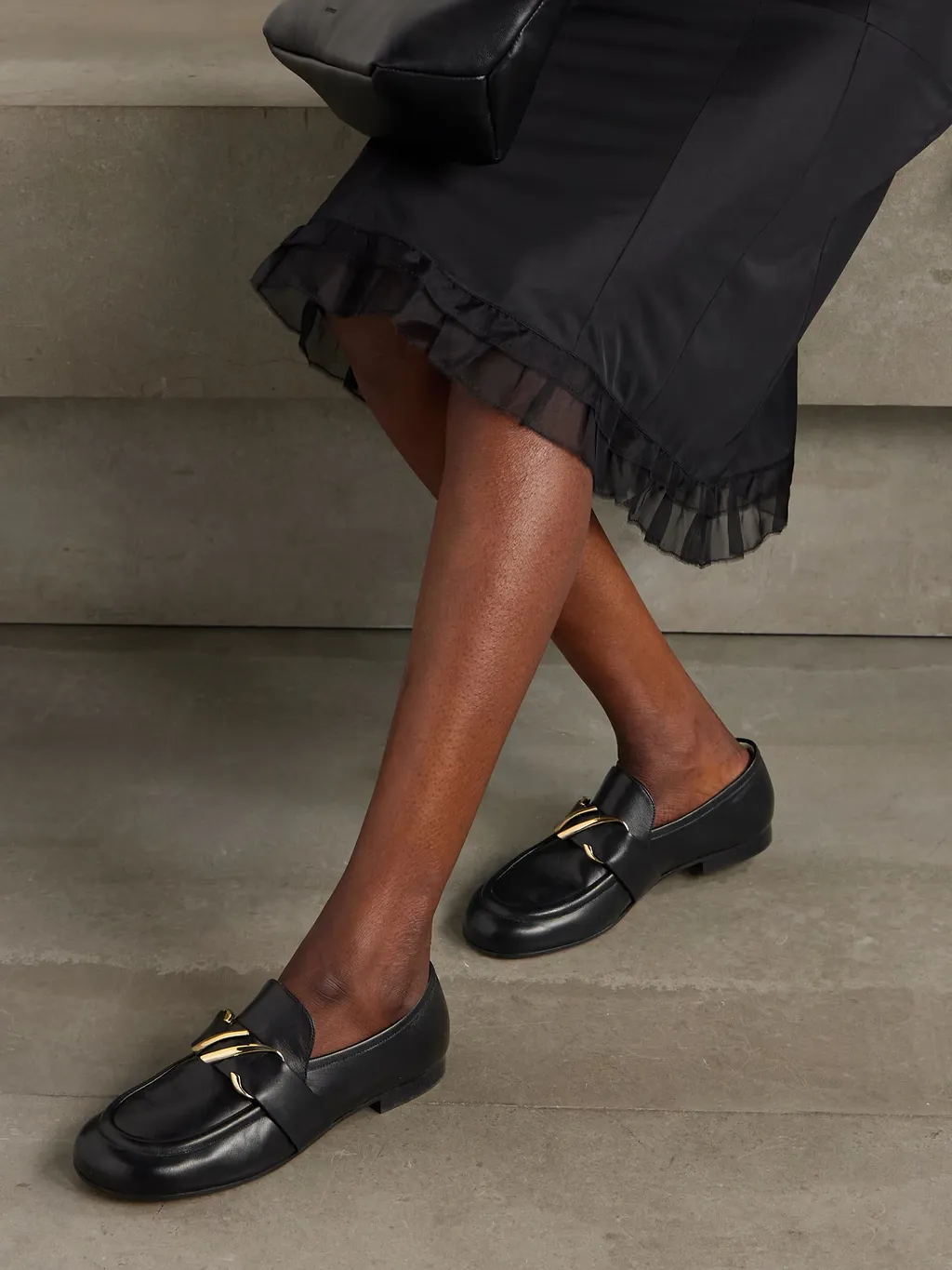 Letter Pattern Leather Loafers