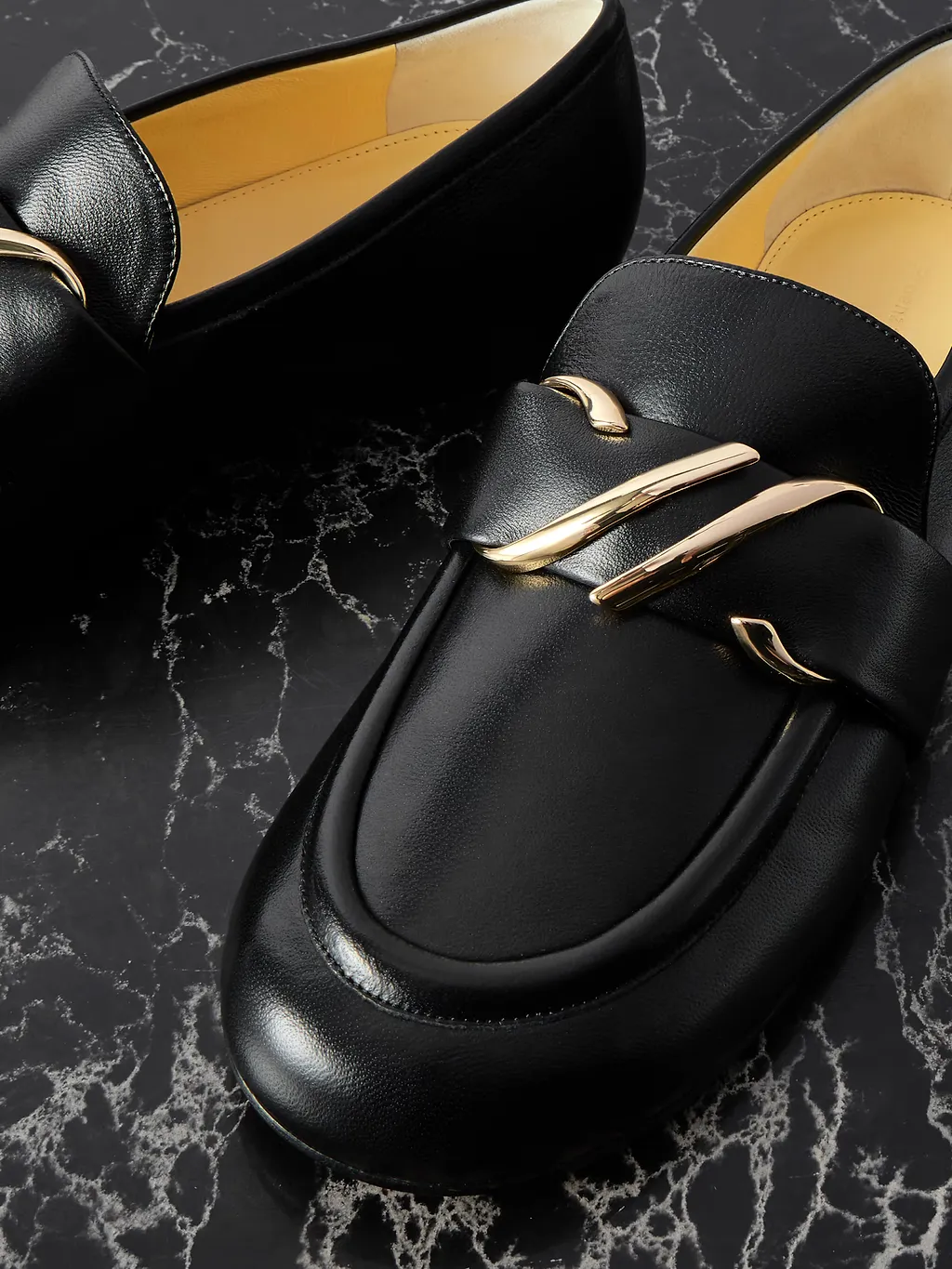 Letter Pattern Leather Loafers