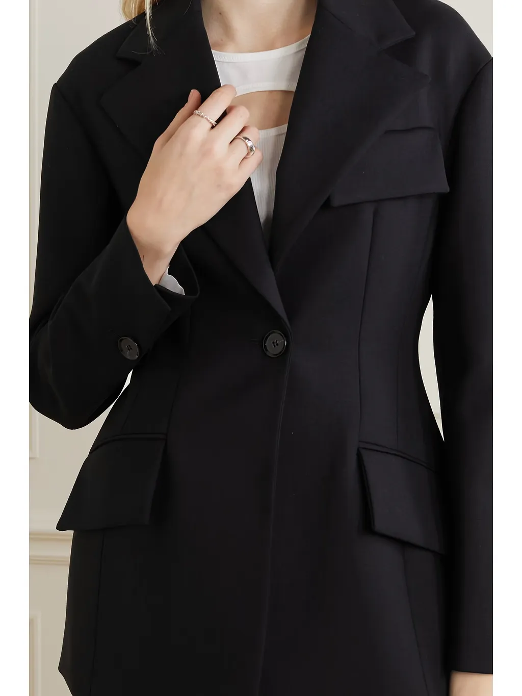 Paneled Wool-Blend Blazer