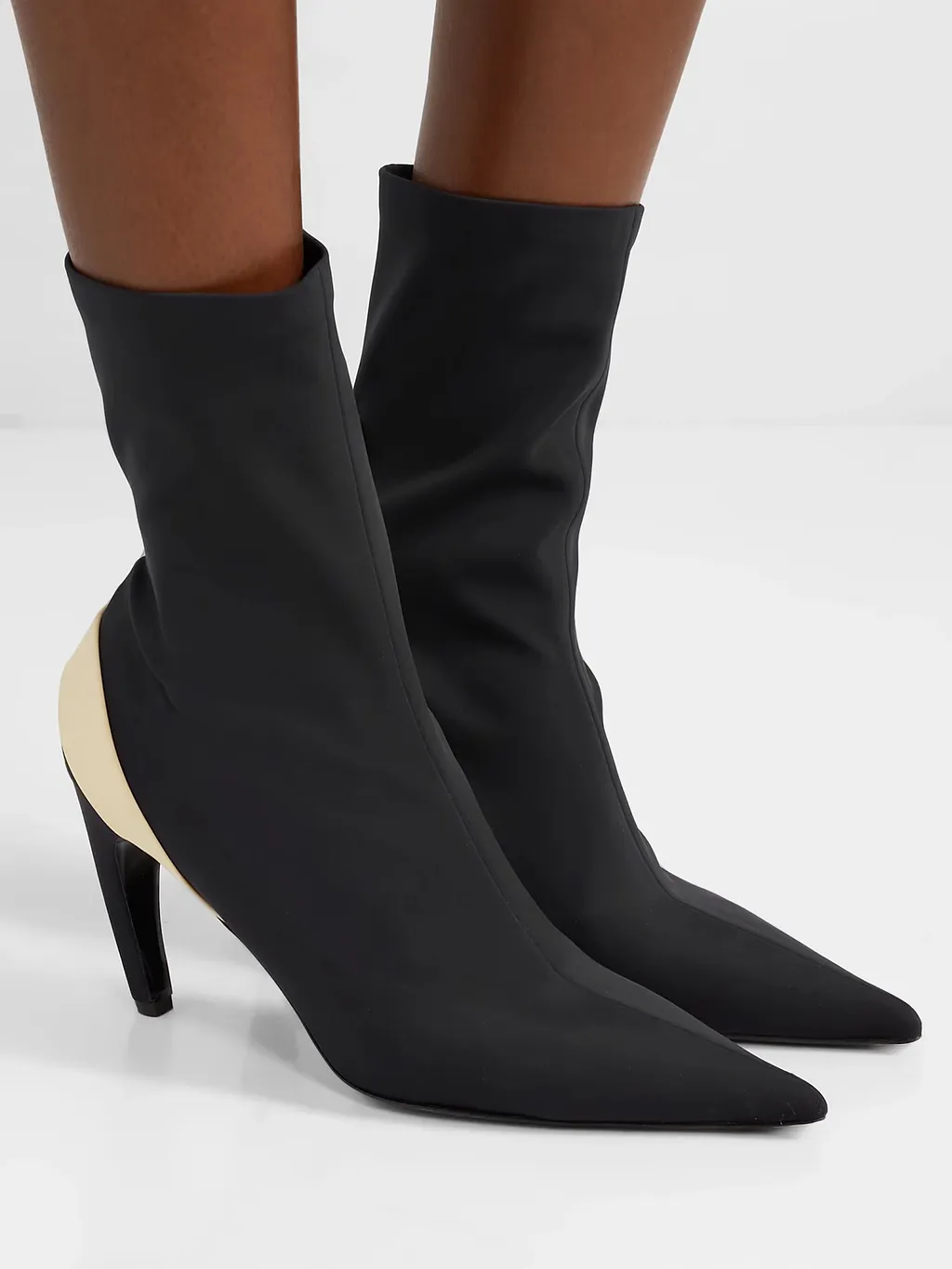 Pointed-Toe Knit Sock Boots