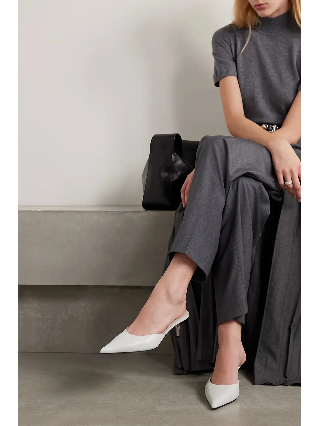 Pointed-Toe Leather Mules