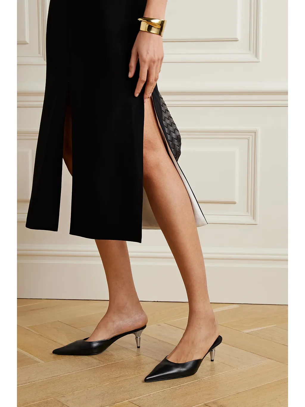 Pointed-Toe Leather Mules
