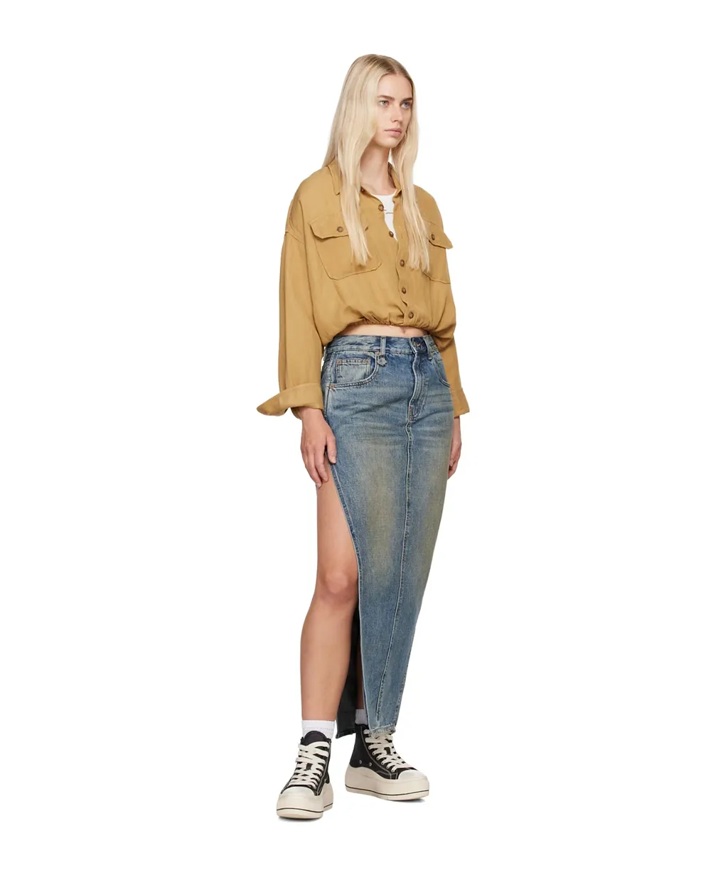 R13 Devon Side Slit Denim Skirt