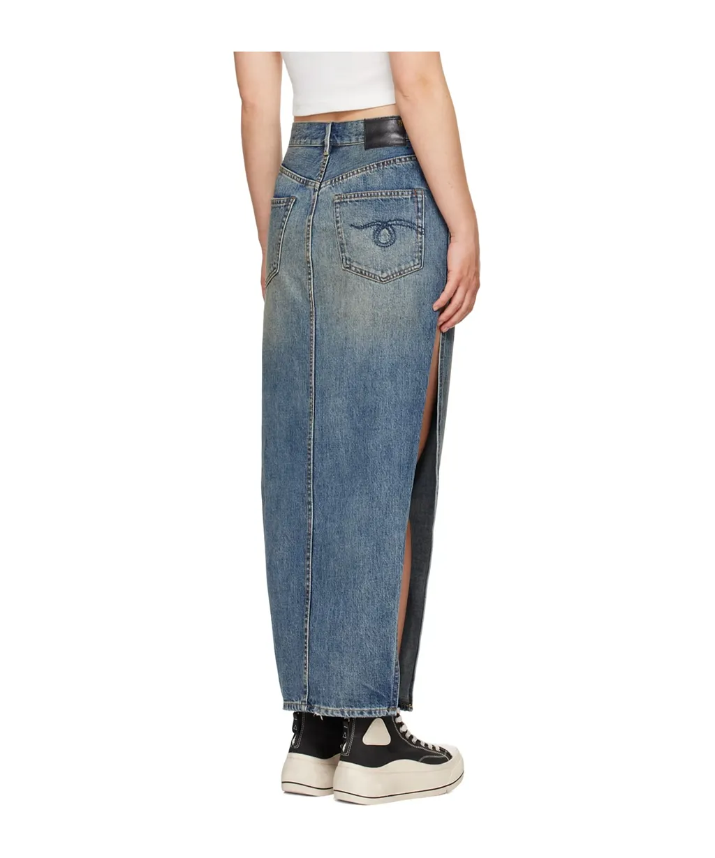 R13 Devon Side Slit Denim Skirt