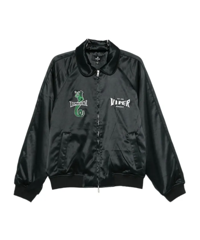 Viper-Embroidered Zip-Fastening Jacket
