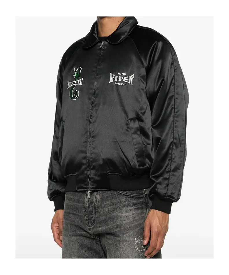 Viper-Embroidered Zip-Fastening Jacket