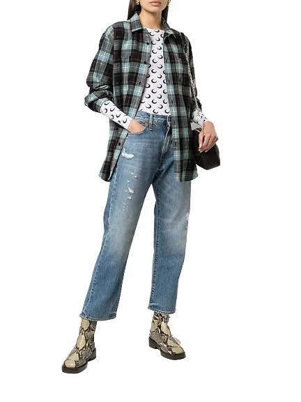 R13 Logo Patch Boyfriend Jeans