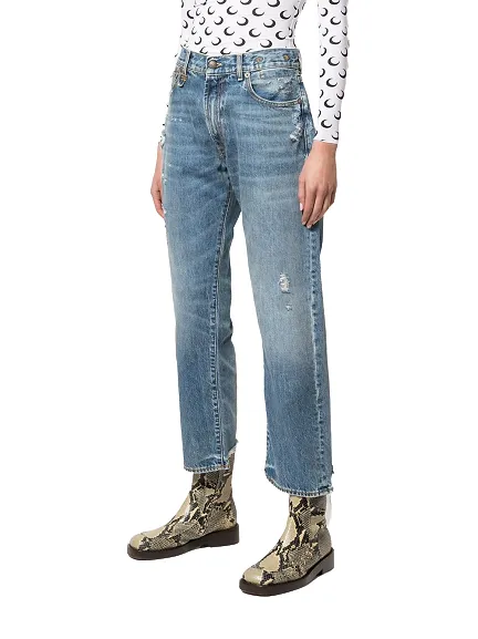 R13 Logo Patch Boyfriend Jeans