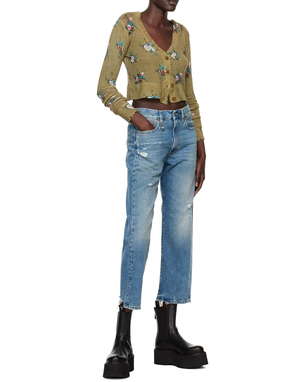R13 Logo Patch Boyfriend Jeans