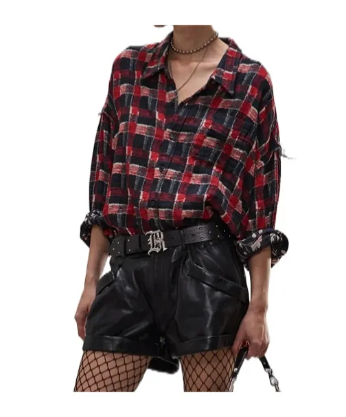 R13 Reversible Checked Floral Shirt