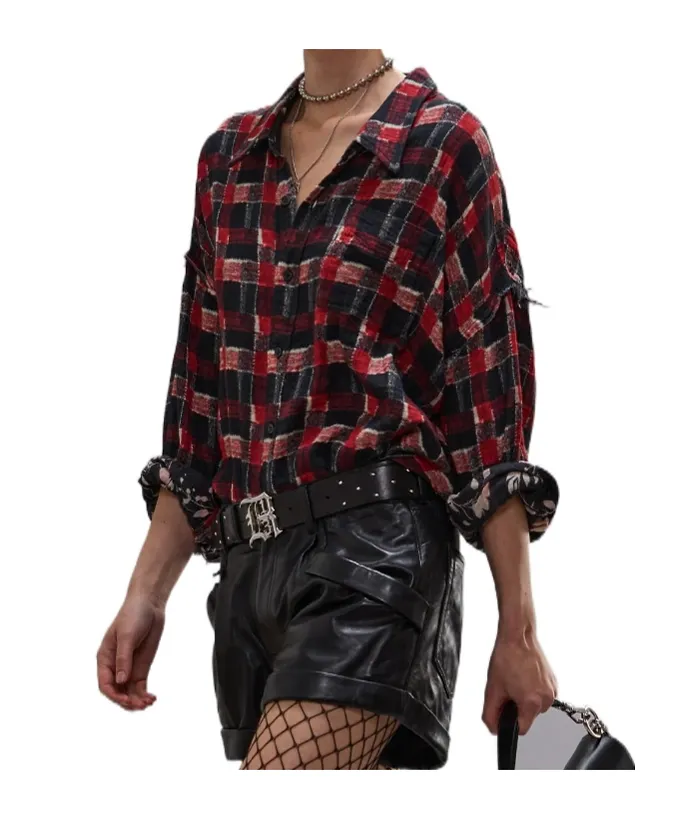 R13 Reversible Checked Floral Shirt