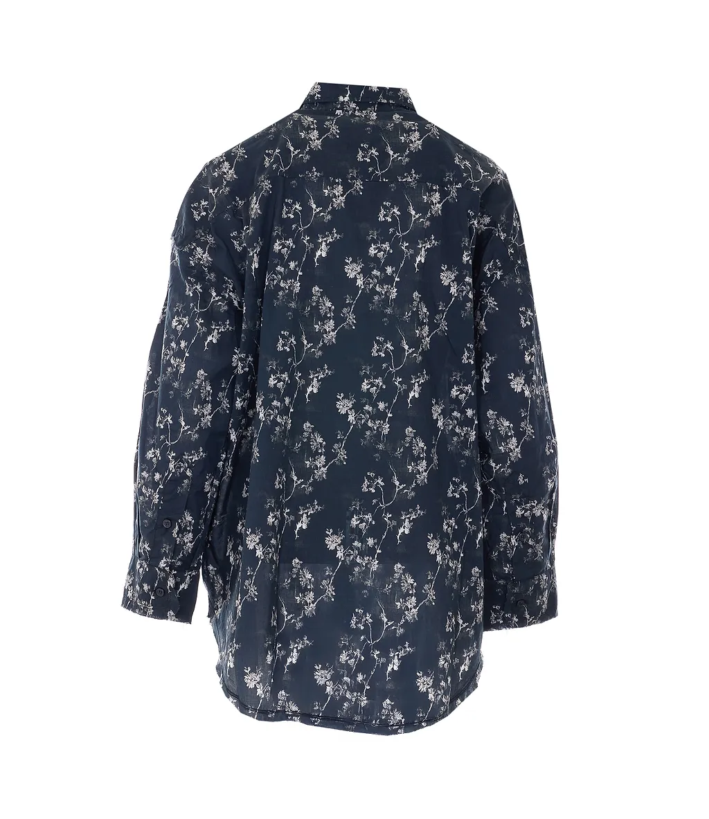 Ruffled Floral-Print Shirt