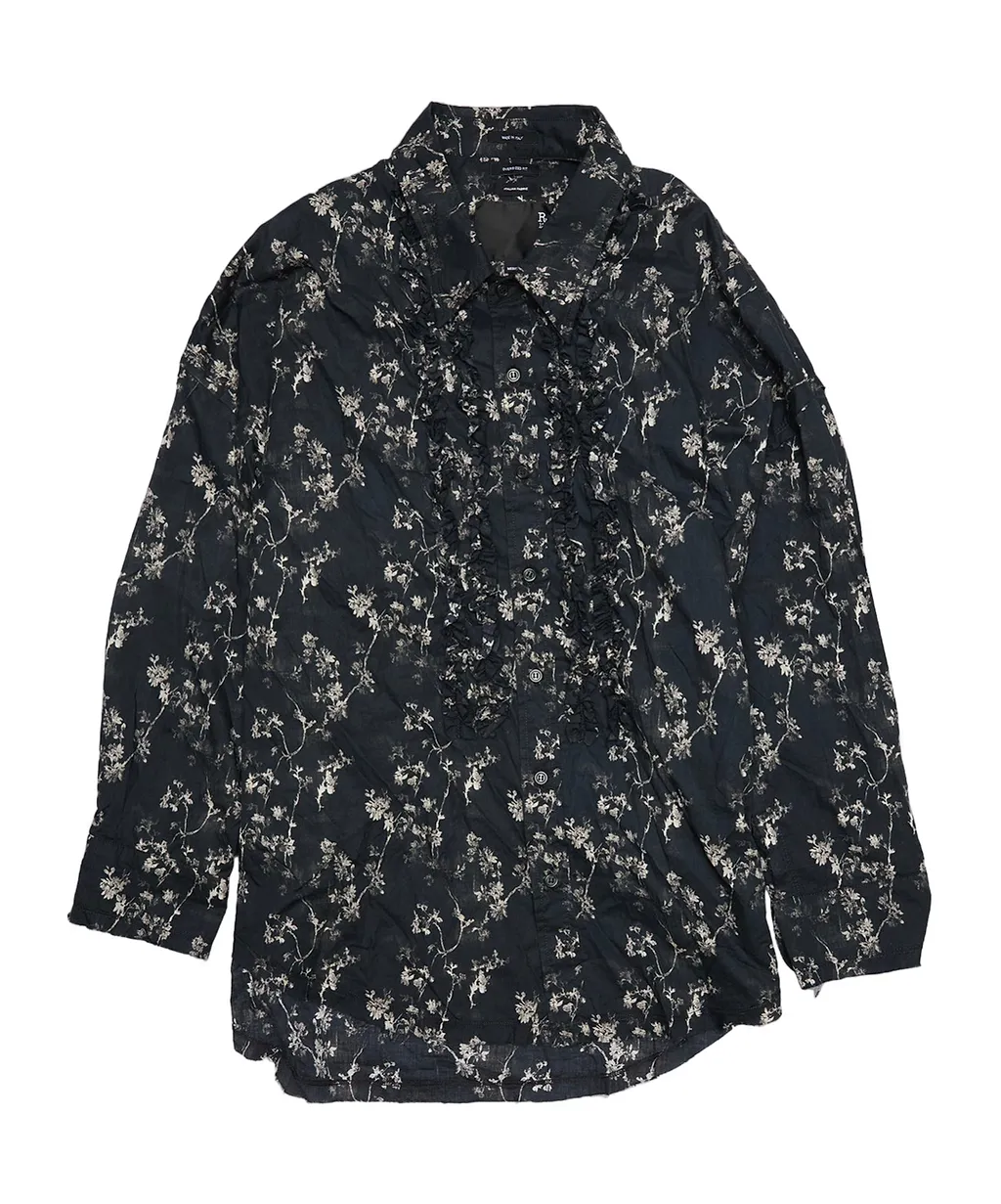 Ruffled Floral-Print Shirt