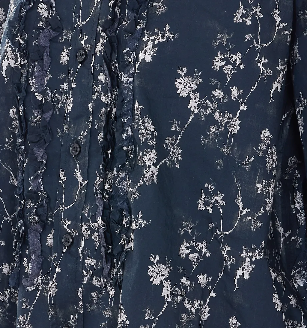 Ruffled Floral-Print Shirt