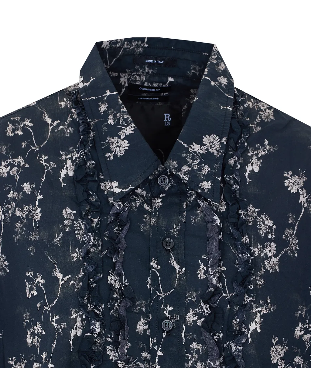 Ruffled Floral-Print Shirt