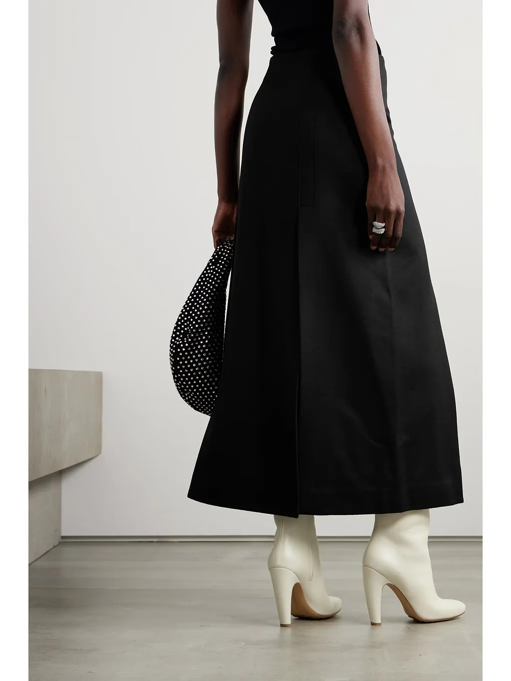Wool Blend Midi Skirt