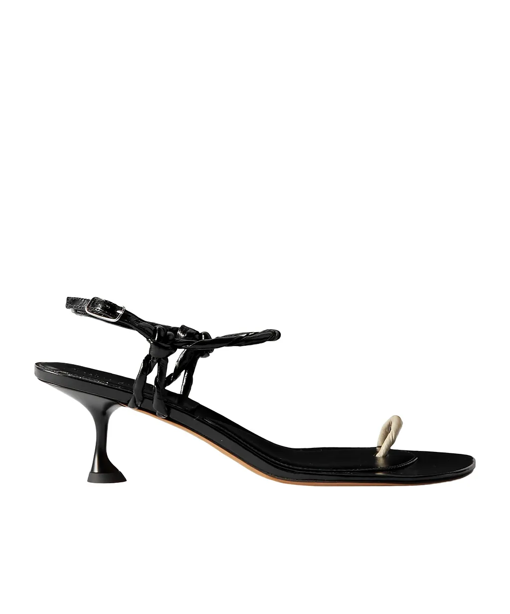 Twisted Glossy Leather High-Heeled Sandals