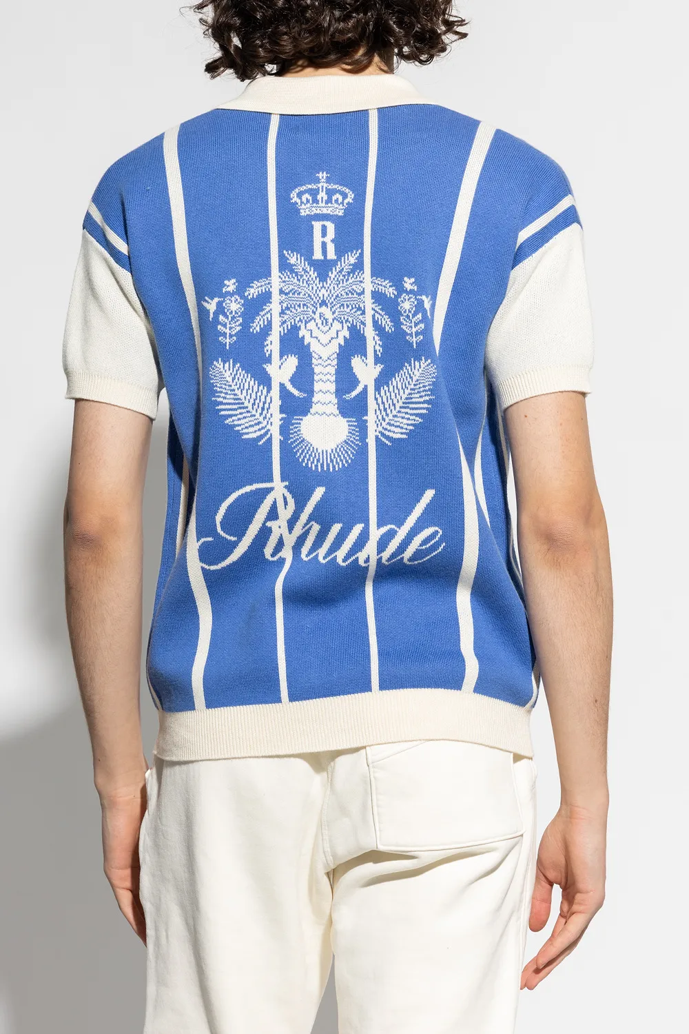 Logo-Embroidery Striped Polo Shirt