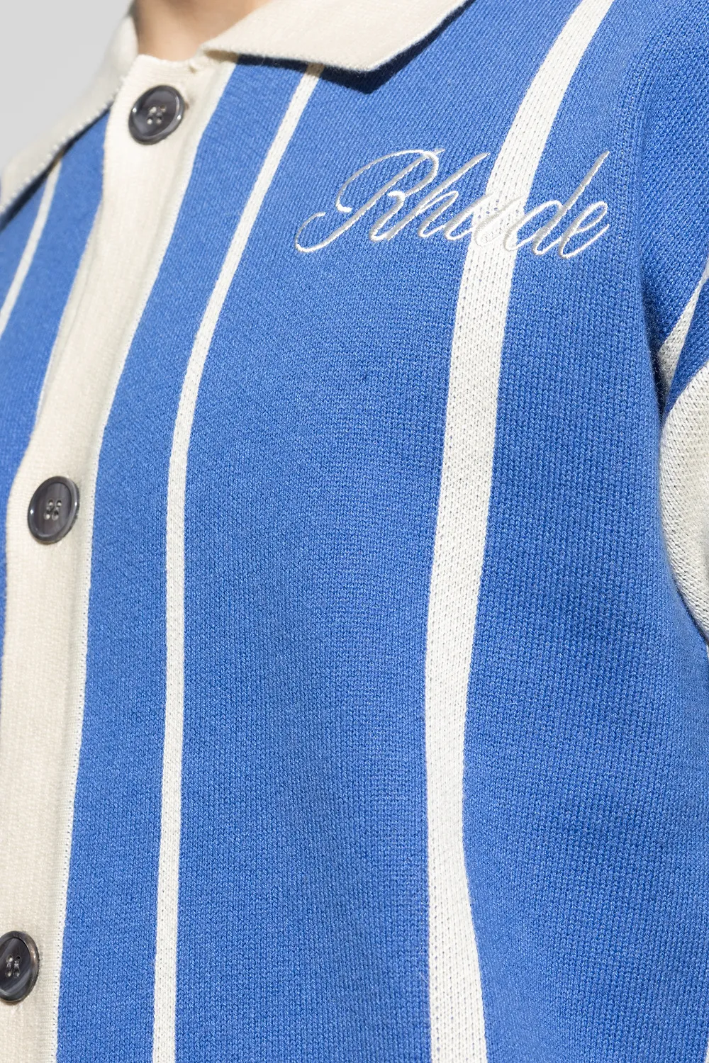 Logo-Embroidery Striped Polo Shirt