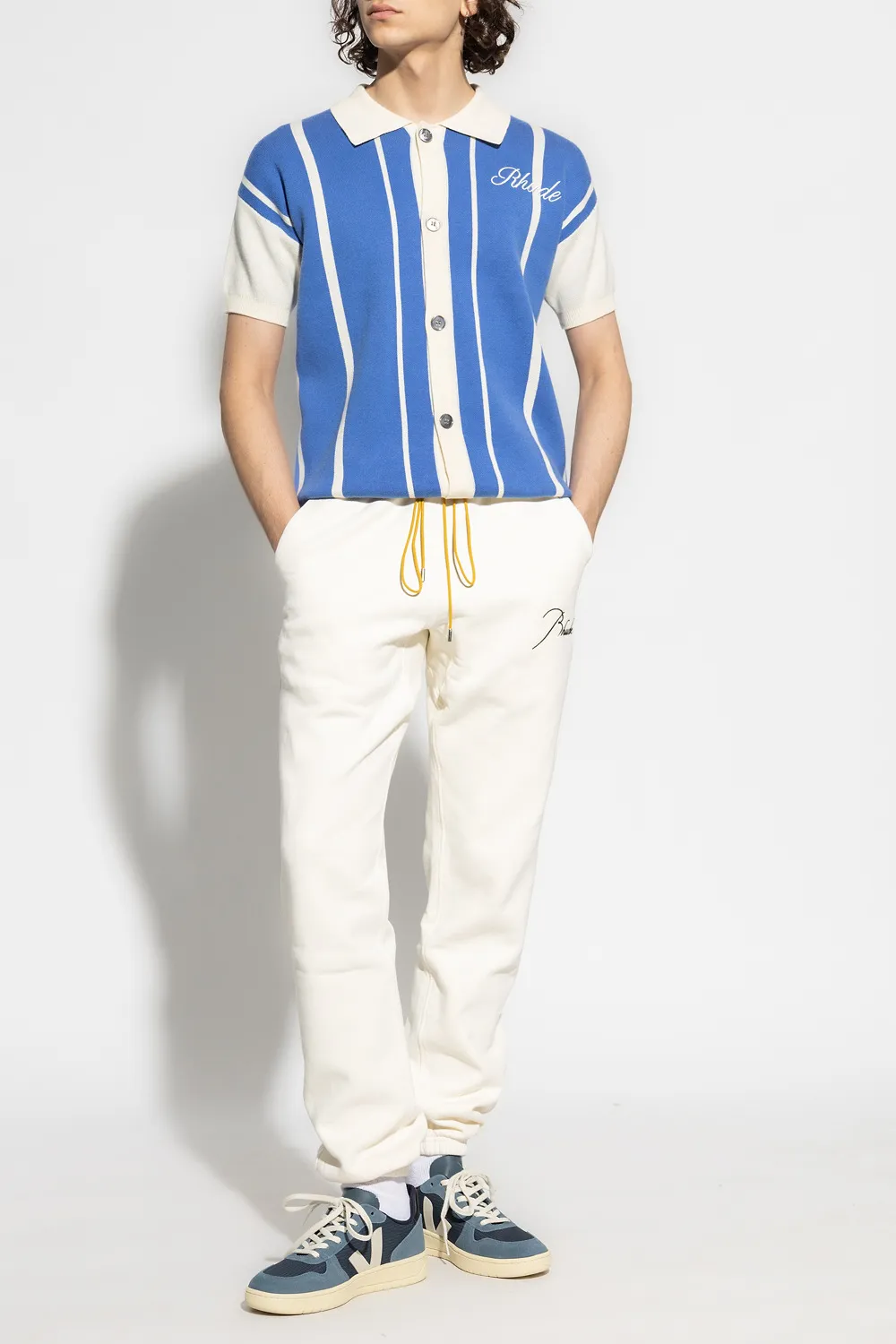 Logo-Embroidery Striped Polo Shirt