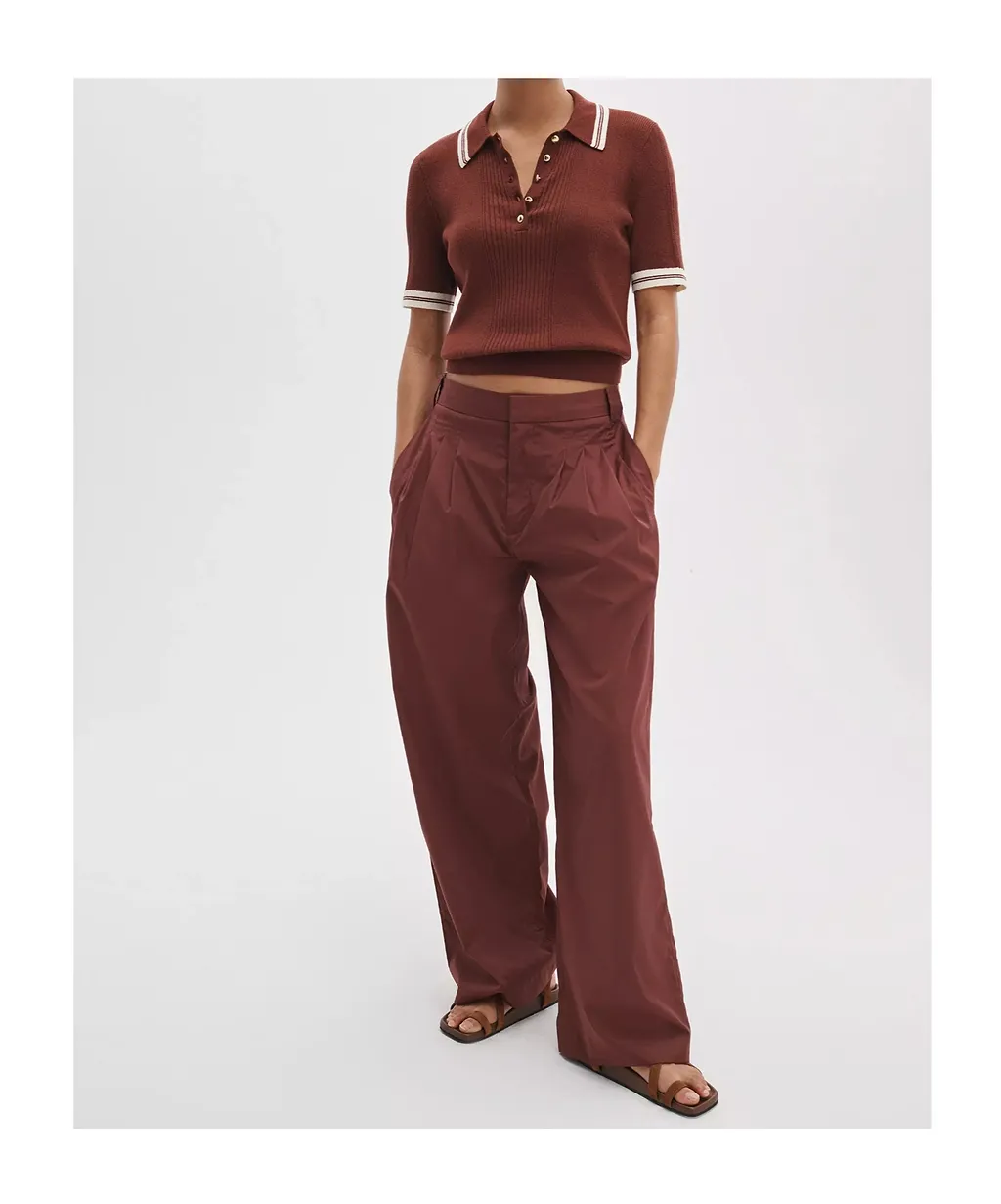 Rag & Bone Ribbed Contrast-Trim Ribbed Polo Top