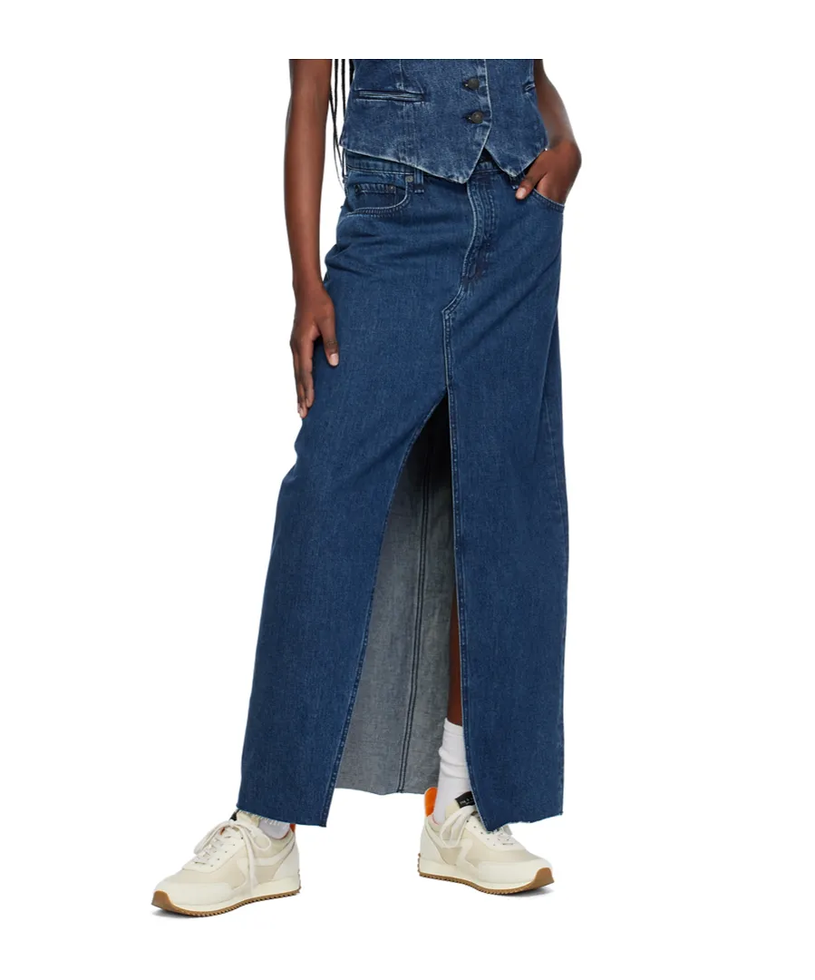 Mid-Rise Denim Skirt