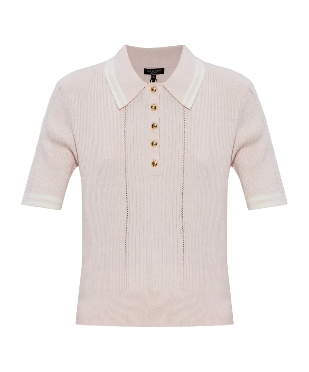 Rag & Bone Ribbed Knit Polo Top