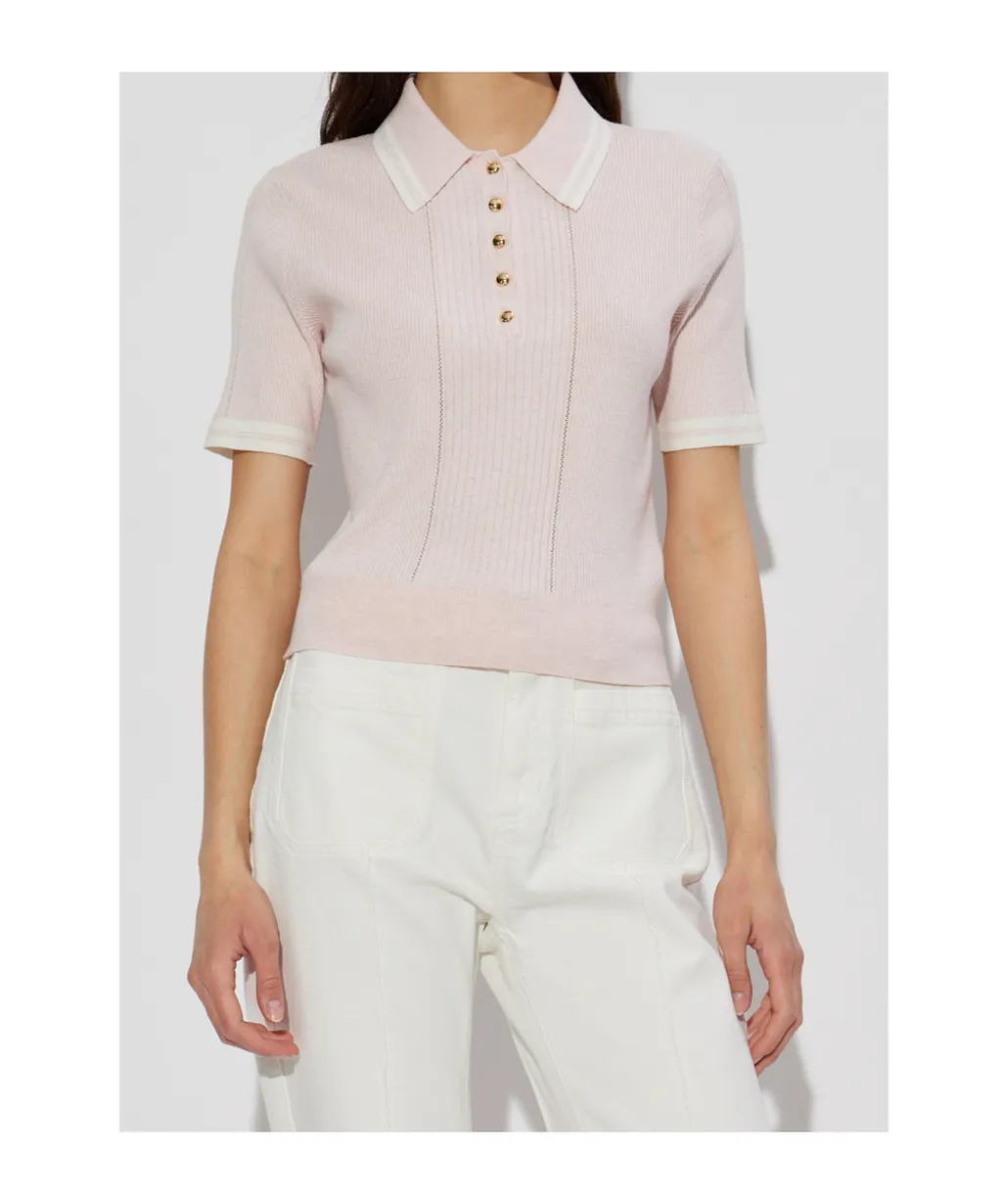 Rag & Bone Ribbed Knit Polo Top