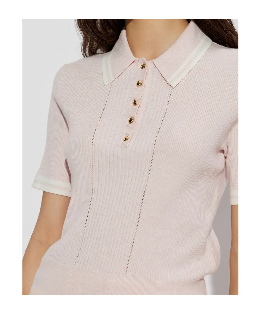 Rag & Bone Ribbed Knit Polo Top