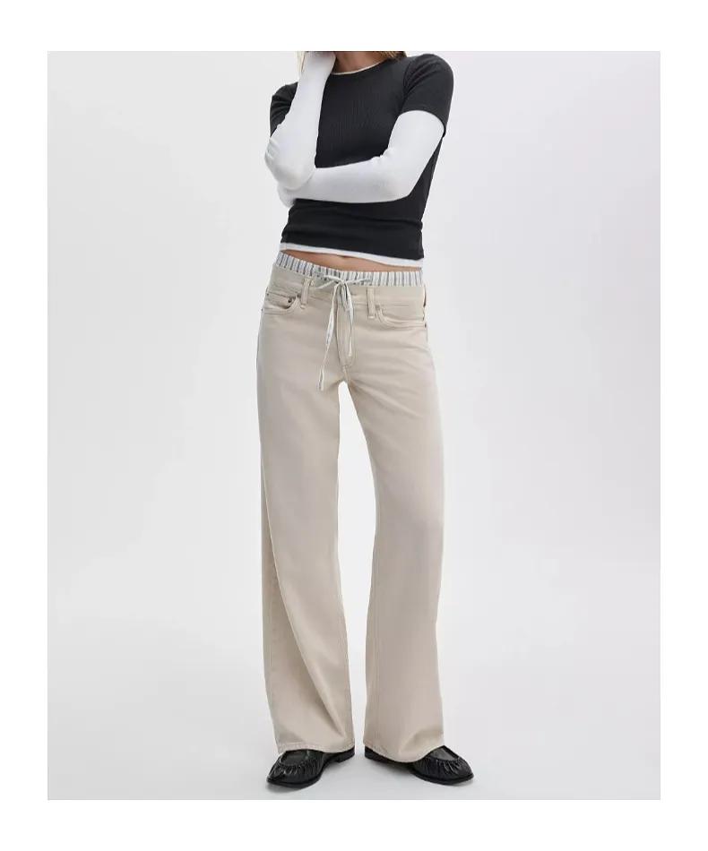 Rag & Bone Drawstring Waist Straight Jeans