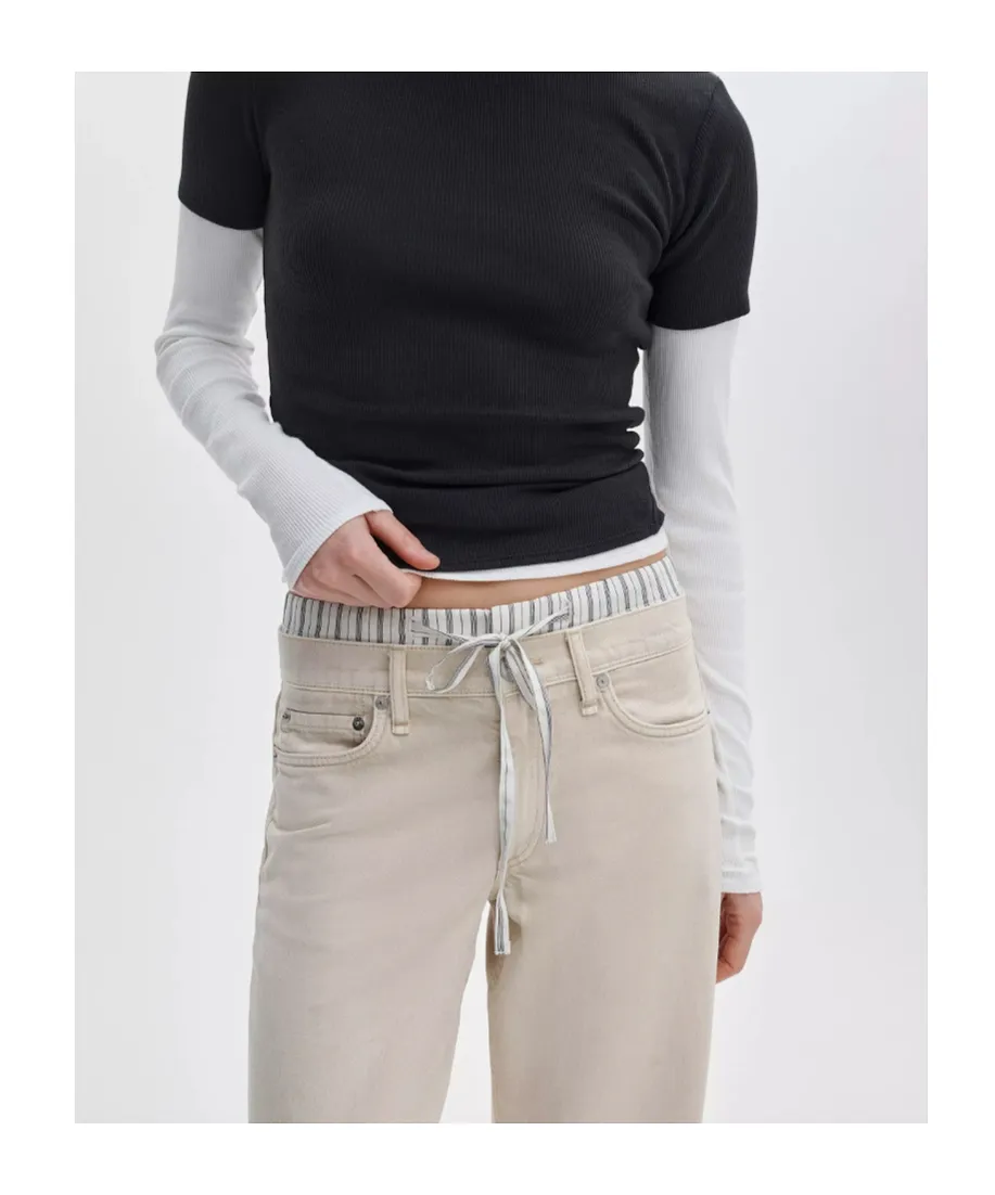 Rag & Bone Drawstring Waist Straight Jeans