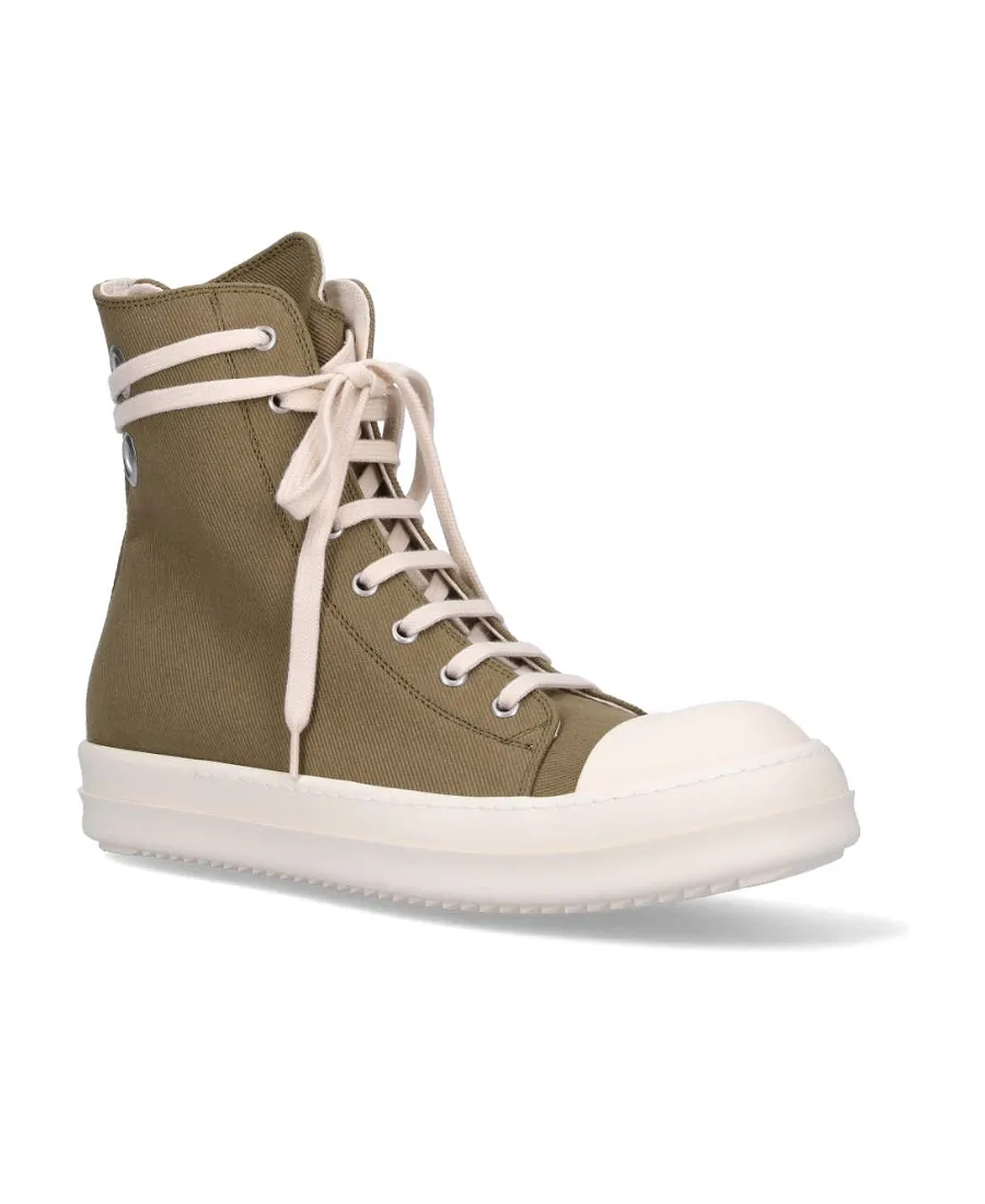 Eyelet-Detail Canvas High-Top Sneakers