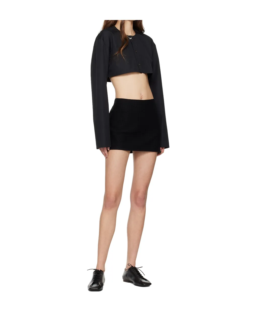 Walker Side-Slit Wool Mini Skirt