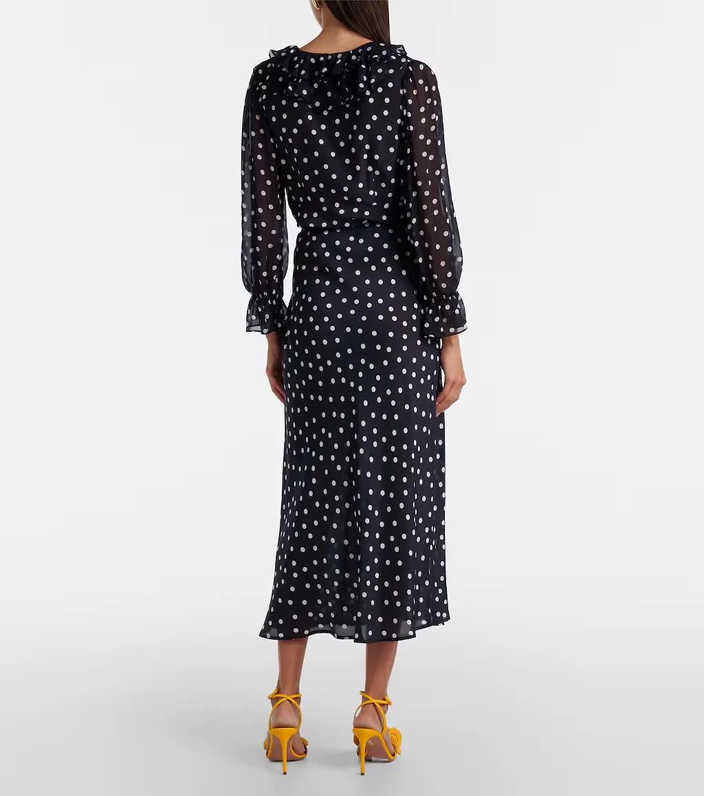 Polka Dot Printed Midi Skirt