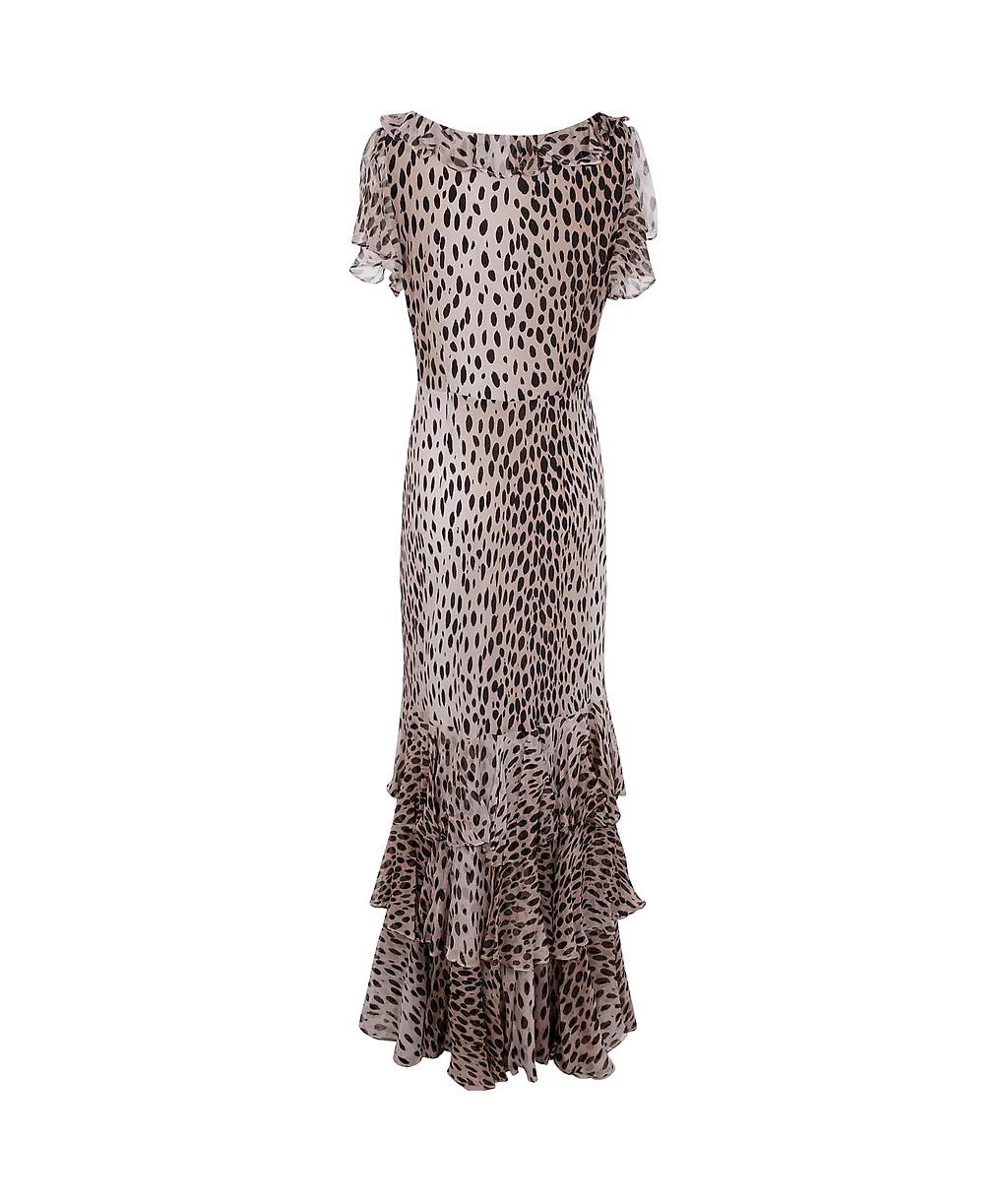 Rixo Amelle Leopard Pattern Maxi Dress