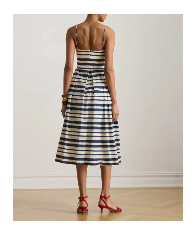 Lauren Ralph Lauren Thin Strapped Striped Midi Dress