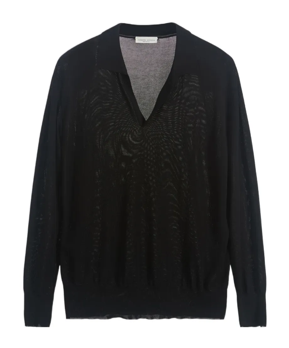 Roberto Collina Open Collar Knitted Top