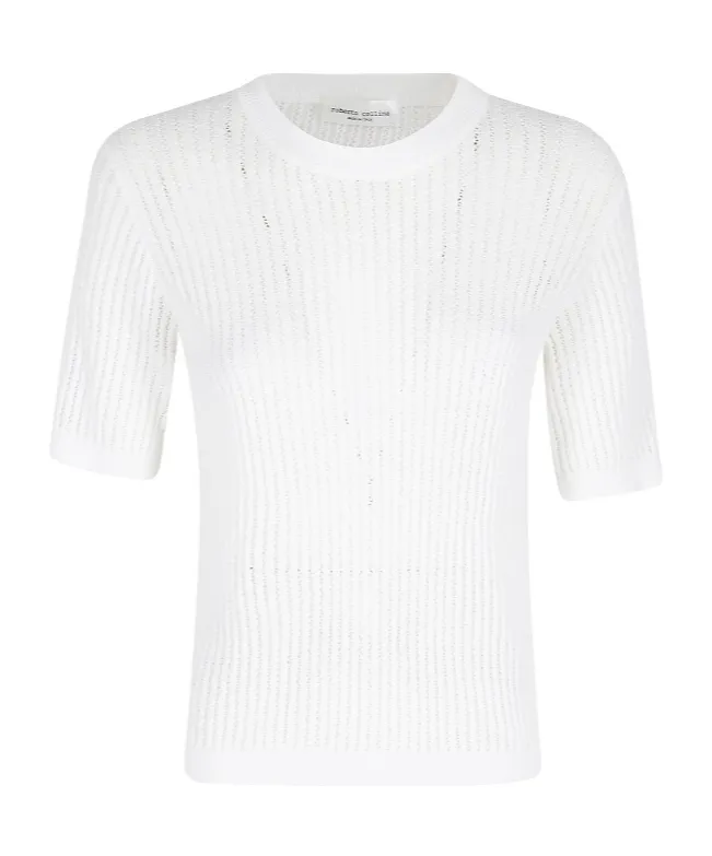 Roberto Collina Open-Knit Short-Sleeve Knitted Top