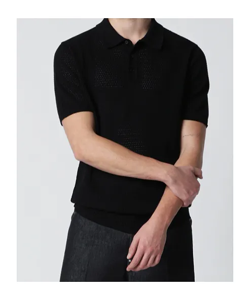 Perforated-Knit Polo Shirt