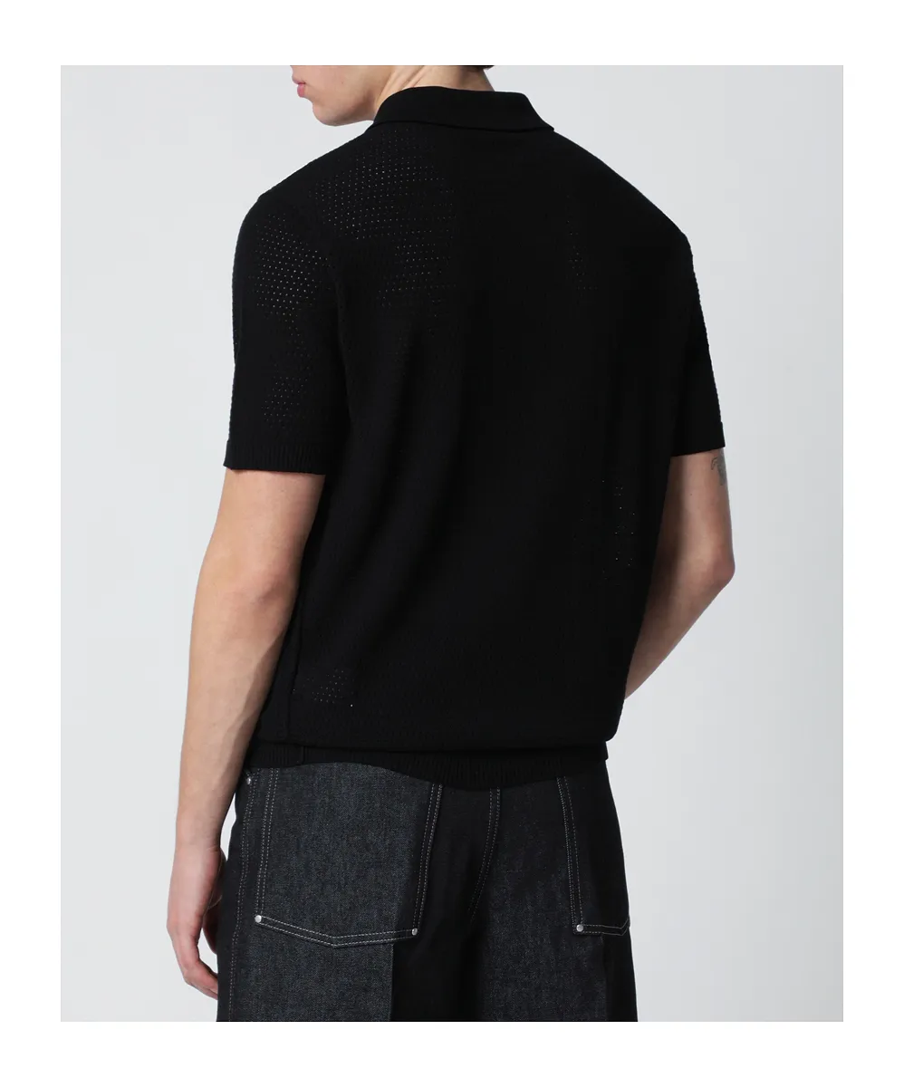 Perforated-Knit Polo Shirt