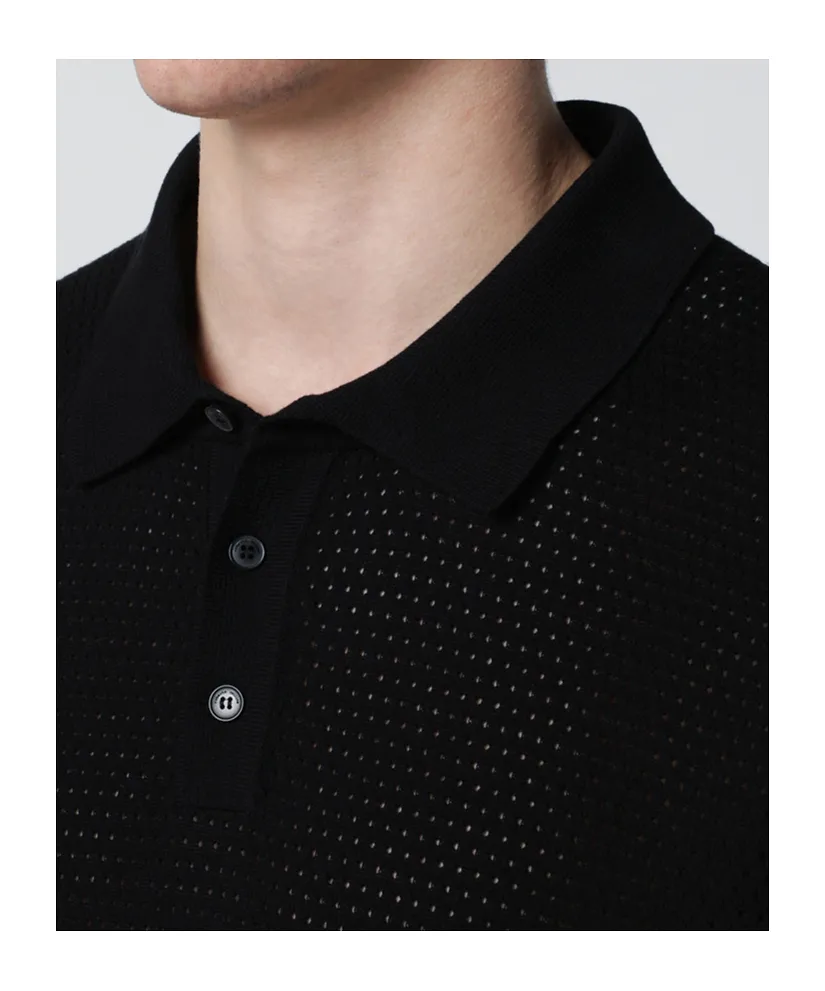 Perforated-Knit Polo Shirt