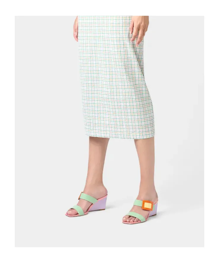 Roger Vivier Geometric Buckle Wedge Mules