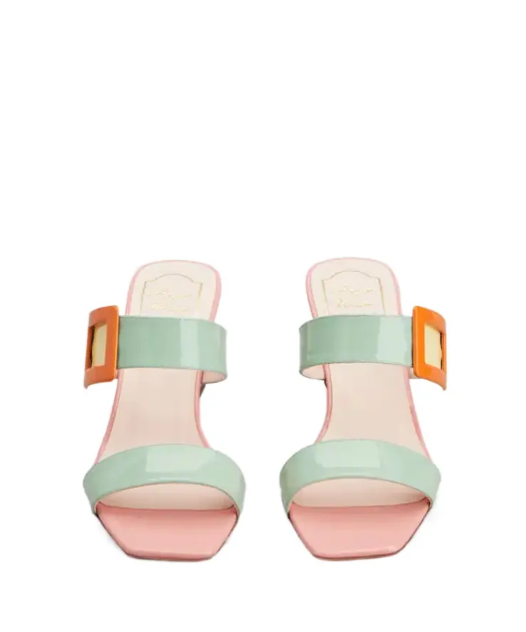 Roger Vivier Geometric Buckle Wedge Mules