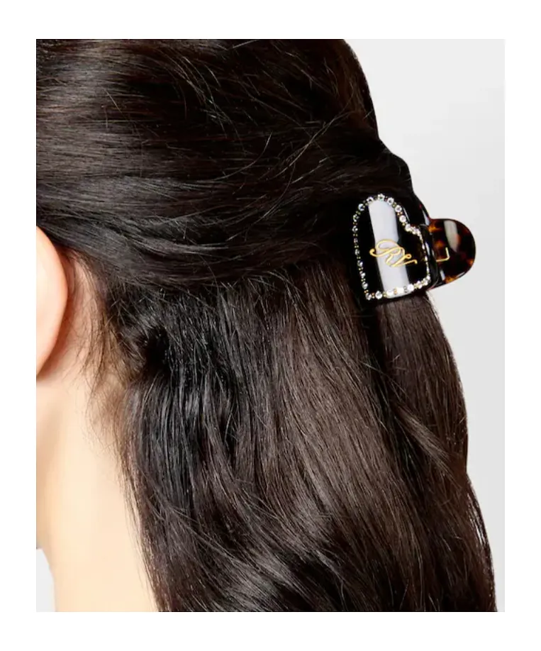 Heart-Shaped Crystal-Embellished Hair Clip