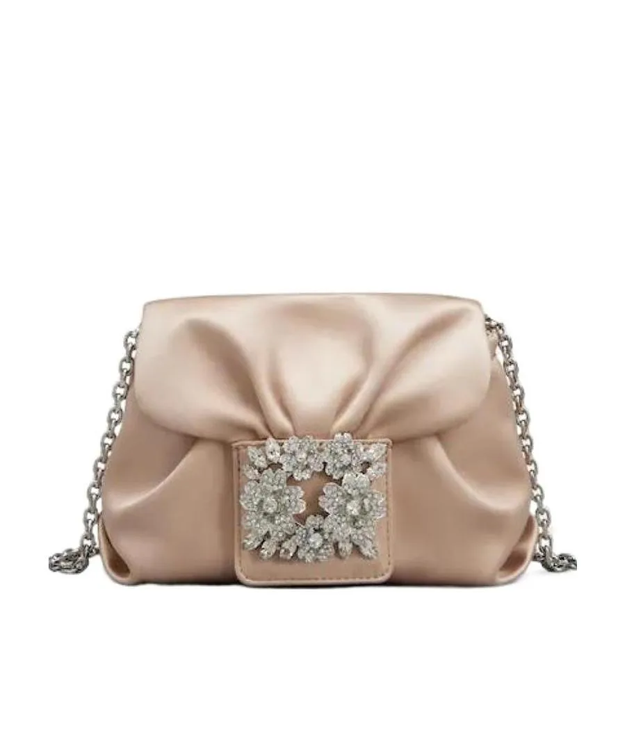 Rv Bouquet Strass Buckle Drapé Micro Bag In Satin