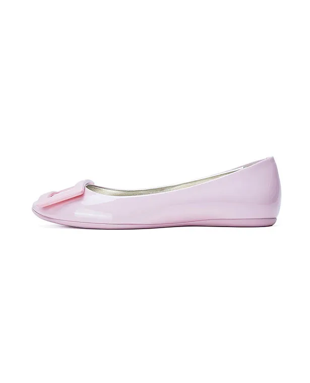 Square Button Flat Soled Shoes